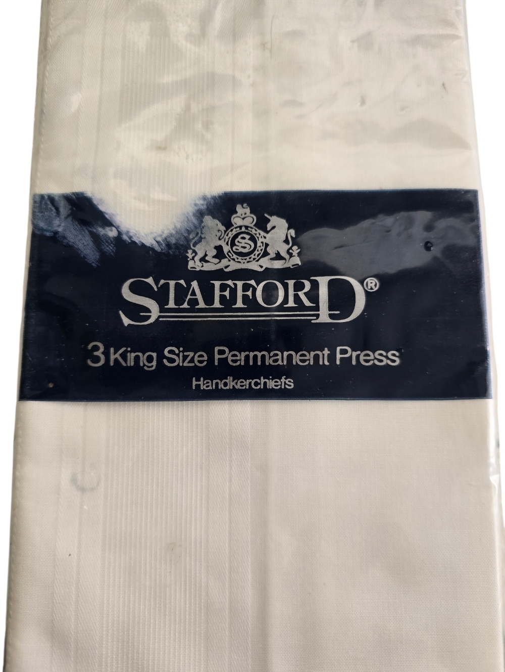 Stafford 3 Pack King Size Handkerchiefs White Classic Mens Pocket Square NWT - Picture 2 of 5